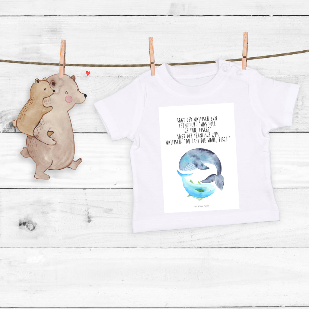 Organic Baby Shirt Walfisch & Thunfisch Baby T-Shirt, Jungen Baby T-Shirt, Mädchen Baby T-Shirt, Shirt, Tiermotive, Gute Laune, lustige Sprüche, Tiere, Wal, Wahl, Tunfisch, Wortwitz lustig, Spruch lustig, Flachwitz, Witz, Spruch des Tages, Flachwitz Geschenk