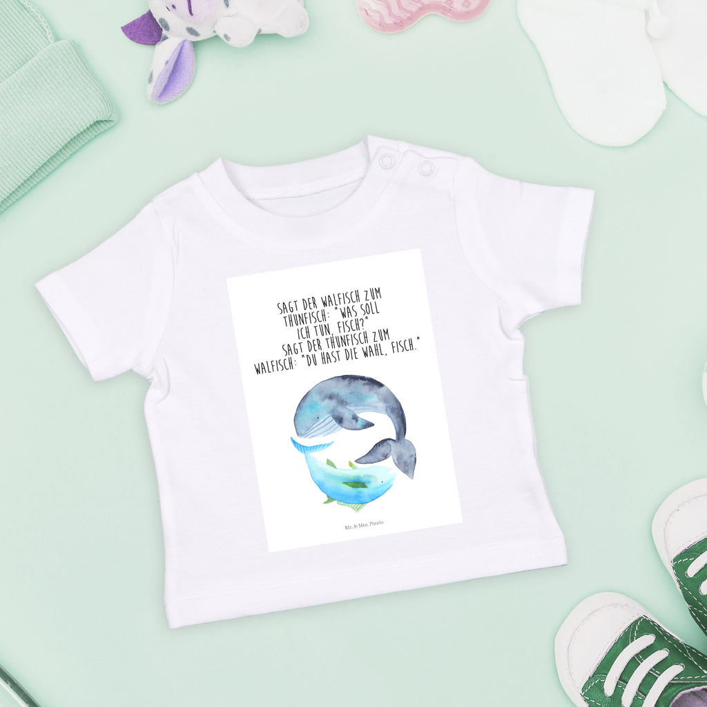Organic Baby Shirt Walfisch & Thunfisch Baby T-Shirt, Jungen Baby T-Shirt, Mädchen Baby T-Shirt, Shirt, Tiermotive, Gute Laune, lustige Sprüche, Tiere, Wal, Wahl, Tunfisch, Wortwitz lustig, Spruch lustig, Flachwitz, Witz, Spruch des Tages, Flachwitz Geschenk