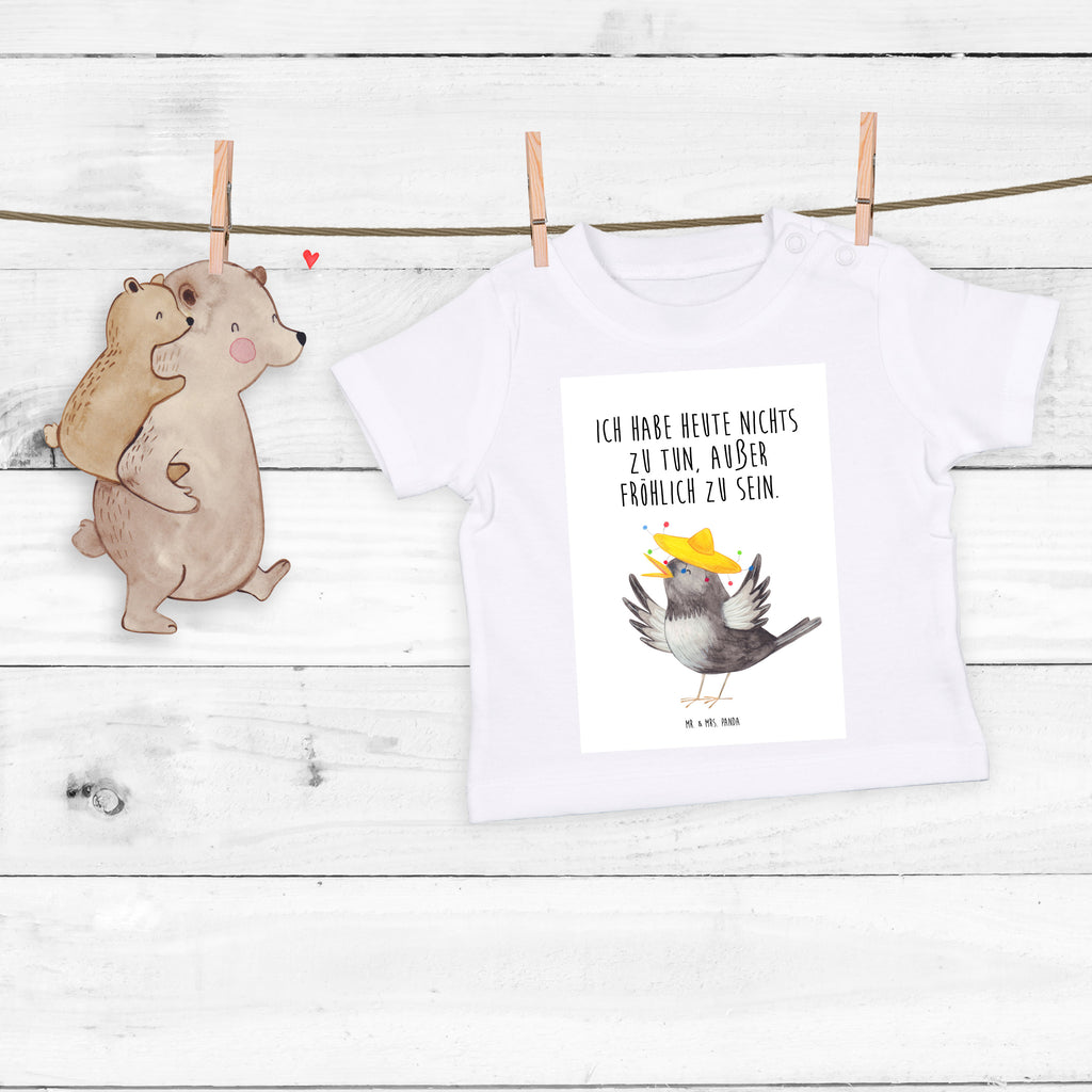 Organic Baby Shirt Rabe mit Sombrero Baby T-Shirt, Jungen Baby T-Shirt, Mädchen Baby T-Shirt, Shirt, Tiermotive, Gute Laune, lustige Sprüche, Tiere, Rabe, Vogel, Vögel, Spruch positiv, fröhlich sein, glücklich sein, Glück Spruch, froh, Elster, Motivation