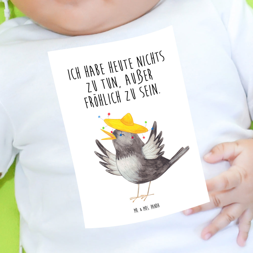 Organic Baby Shirt Rabe mit Sombrero Baby T-Shirt, Jungen Baby T-Shirt, Mädchen Baby T-Shirt, Shirt, Tiermotive, Gute Laune, lustige Sprüche, Tiere, Rabe, Vogel, Vögel, Spruch positiv, fröhlich sein, glücklich sein, Glück Spruch, froh, Elster, Motivation