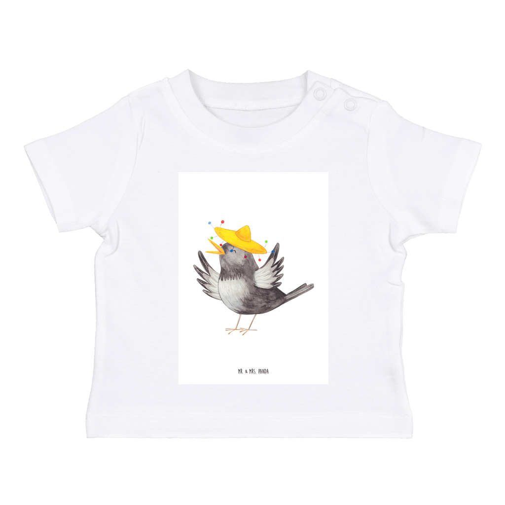 Organic Baby Shirt Rabe mit Sombrero Baby T-Shirt, Jungen Baby T-Shirt, Mädchen Baby T-Shirt, Shirt, Tiermotive, Gute Laune, lustige Sprüche, Tiere, Rabe, Vogel, Vögel, Spruch positiv, fröhlich sein, glücklich sein, Glück Spruch, froh, Elster, Motivation
