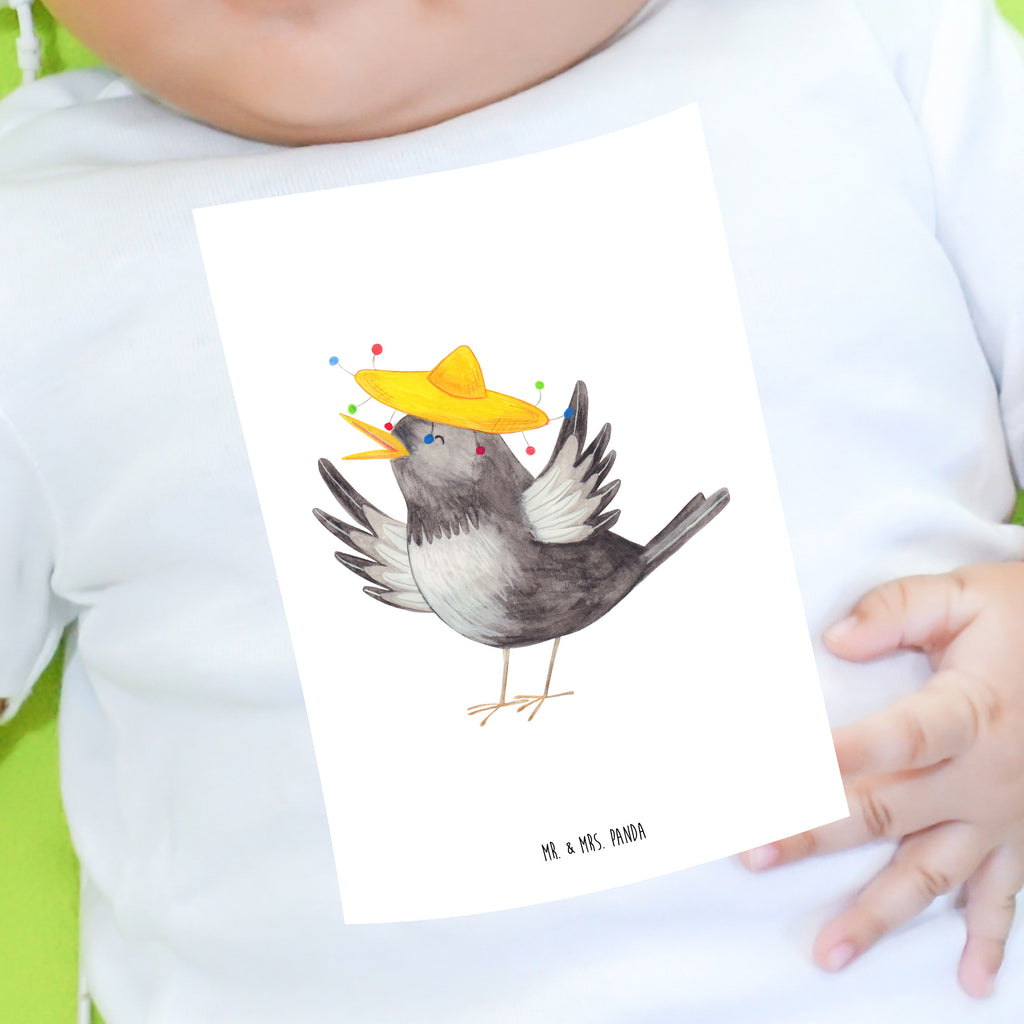 Organic Baby Shirt Rabe mit Sombrero Baby T-Shirt, Jungen Baby T-Shirt, Mädchen Baby T-Shirt, Shirt, Tiermotive, Gute Laune, lustige Sprüche, Tiere, Rabe, Vogel, Vögel, Spruch positiv, fröhlich sein, glücklich sein, Glück Spruch, froh, Elster, Motivation