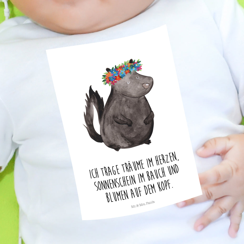 Organic Baby Shirt Stinktier Blumenmaedchen Baby T-Shirt, Jungen Baby T-Shirt, Mädchen Baby T-Shirt, Shirt, Stinktier, Skunk, Wildtier, Raubtier, Stinker, Stinki, Yoga, Namaste, Lebe, Liebe, Lache