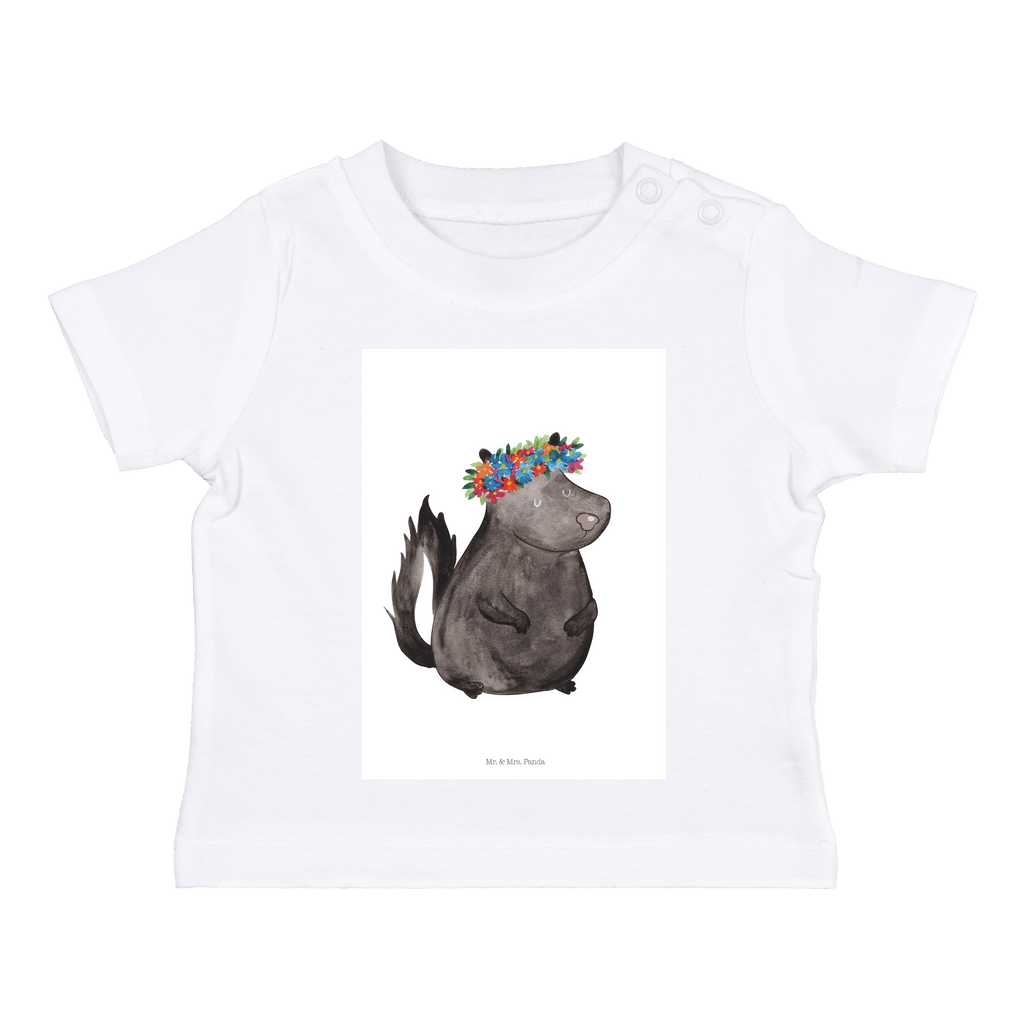 Organic Baby Shirt Stinktier Blumenmaedchen Baby T-Shirt, Jungen Baby T-Shirt, Mädchen Baby T-Shirt, Shirt, Stinktier, Skunk, Wildtier, Raubtier, Stinker, Stinki, Yoga, Namaste, Lebe, Liebe, Lache