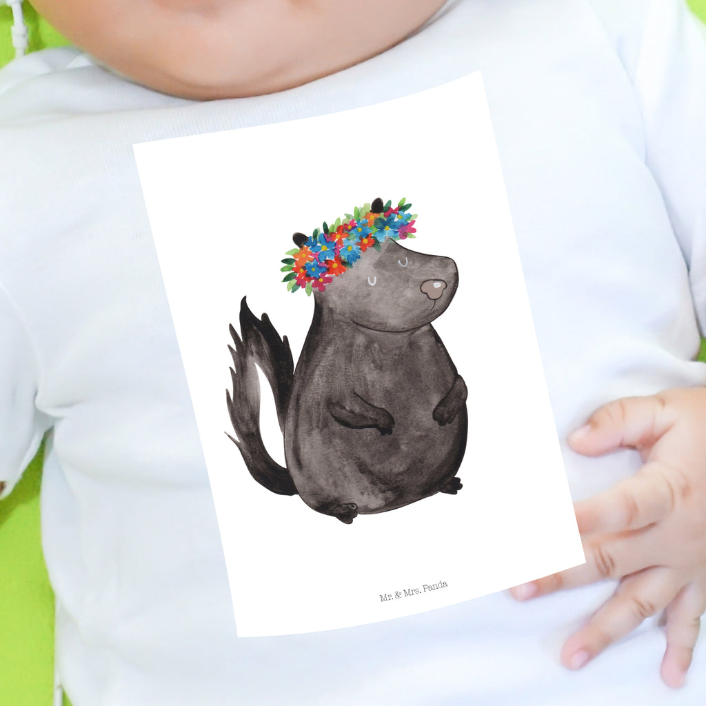 Organic Baby Shirt Stinktier Blumenmaedchen Baby T-Shirt, Jungen Baby T-Shirt, Mädchen Baby T-Shirt, Shirt, Stinktier, Skunk, Wildtier, Raubtier, Stinker, Stinki, Yoga, Namaste, Lebe, Liebe, Lache
