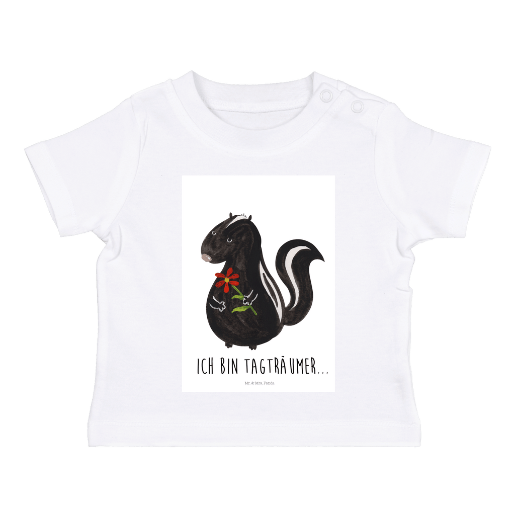 Organic Baby Shirt Stinktier Blume Baby T-Shirt, Jungen Baby T-Shirt, Mädchen Baby T-Shirt, Shirt, Stinktier, Skunk, Wildtier, Raubtier, Stinker, Stinki, Tagträumer, verträumt, Dreams, Träume