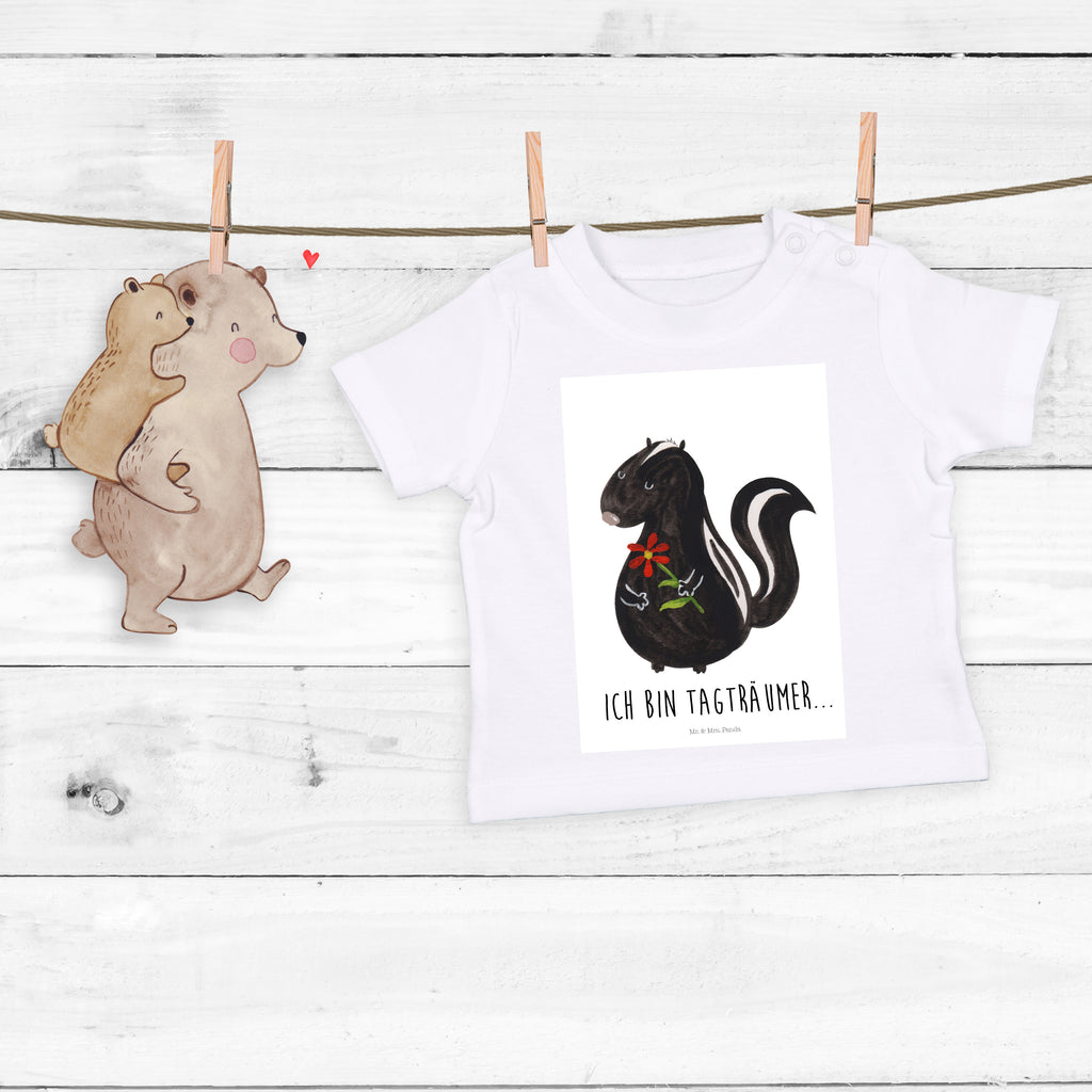 Organic Baby Shirt Stinktier Blume Baby T-Shirt, Jungen Baby T-Shirt, Mädchen Baby T-Shirt, Shirt, Stinktier, Skunk, Wildtier, Raubtier, Stinker, Stinki, Tagträumer, verträumt, Dreams, Träume