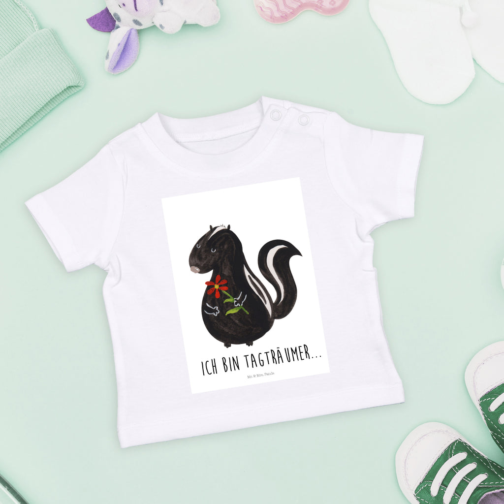 Organic Baby Shirt Stinktier Blume Baby T-Shirt, Jungen Baby T-Shirt, Mädchen Baby T-Shirt, Shirt, Stinktier, Skunk, Wildtier, Raubtier, Stinker, Stinki, Tagträumer, verträumt, Dreams, Träume