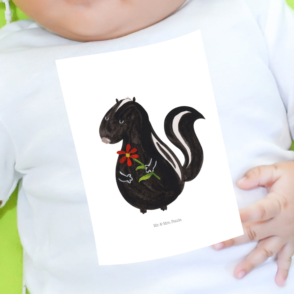 Organic Baby Shirt Stinktier Blume Baby T-Shirt, Jungen Baby T-Shirt, Mädchen Baby T-Shirt, Shirt, Stinktier, Skunk, Wildtier, Raubtier, Stinker, Stinki, Tagträumer, verträumt, Dreams, Träume
