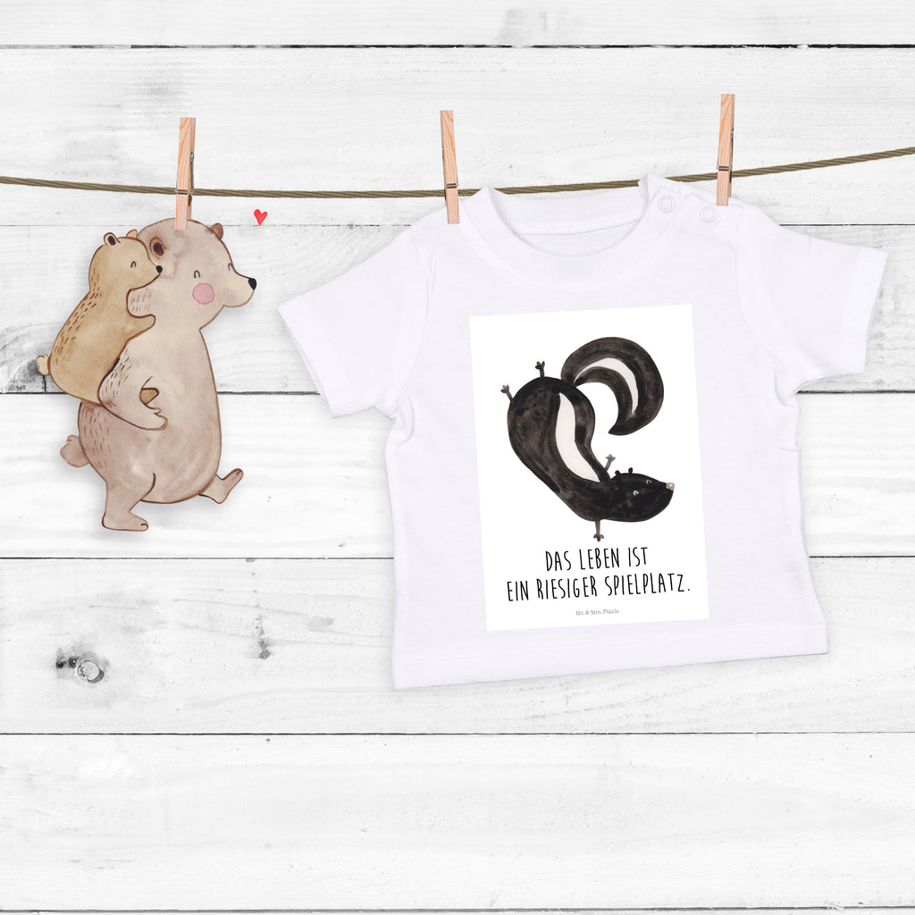 Organic Baby Shirt Stinktier Handstand Baby T-Shirt, Jungen Baby T-Shirt, Mädchen Baby T-Shirt, Shirt, Stinktier, Skunk, Wildtier, Raubtier, Stinker, Stinki, Spielplatz, verpielt, Kind