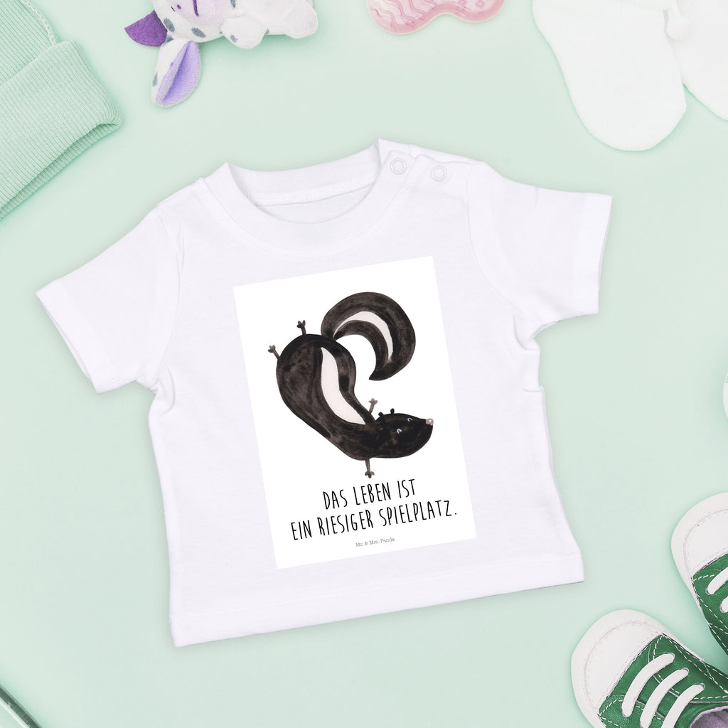 Organic Baby Shirt Stinktier Handstand Baby T-Shirt, Jungen Baby T-Shirt, Mädchen Baby T-Shirt, Shirt, Stinktier, Skunk, Wildtier, Raubtier, Stinker, Stinki, Spielplatz, verpielt, Kind