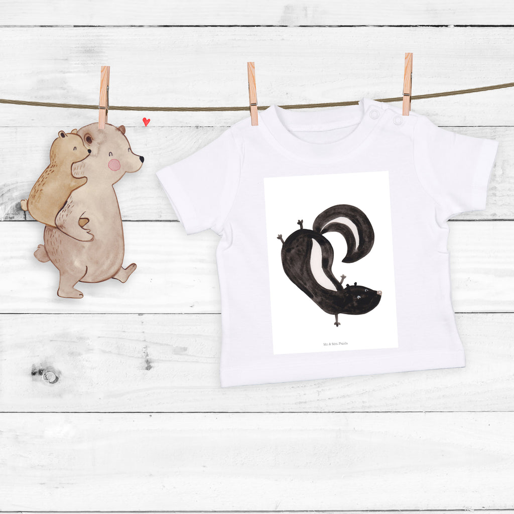 Organic Baby Shirt Stinktier Handstand Baby T-Shirt, Jungen Baby T-Shirt, Mädchen Baby T-Shirt, Shirt, Stinktier, Skunk, Wildtier, Raubtier, Stinker, Stinki, Spielplatz, verpielt, Kind