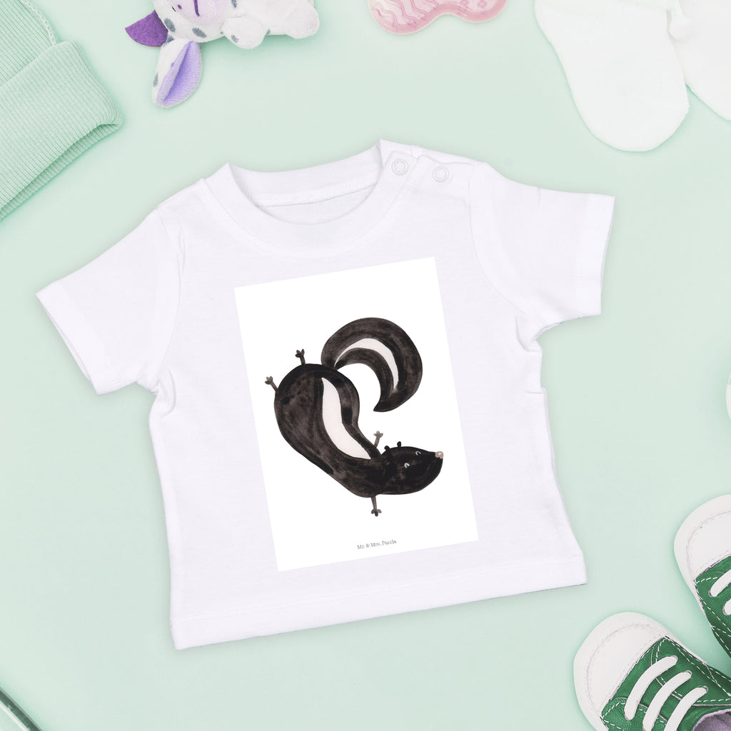 Organic Baby Shirt Stinktier Handstand Baby T-Shirt, Jungen Baby T-Shirt, Mädchen Baby T-Shirt, Shirt, Stinktier, Skunk, Wildtier, Raubtier, Stinker, Stinki, Spielplatz, verpielt, Kind