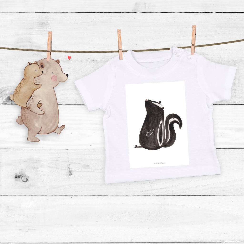 Organic Baby Shirt Stinktier sitzend Baby T-Shirt, Jungen Baby T-Shirt, Mädchen Baby T-Shirt, Shirt, Stinktier, Skunk, Wildtier, Raubtier, Stinker, Stinki, Spruch, Büro, Recht, Besserwisser