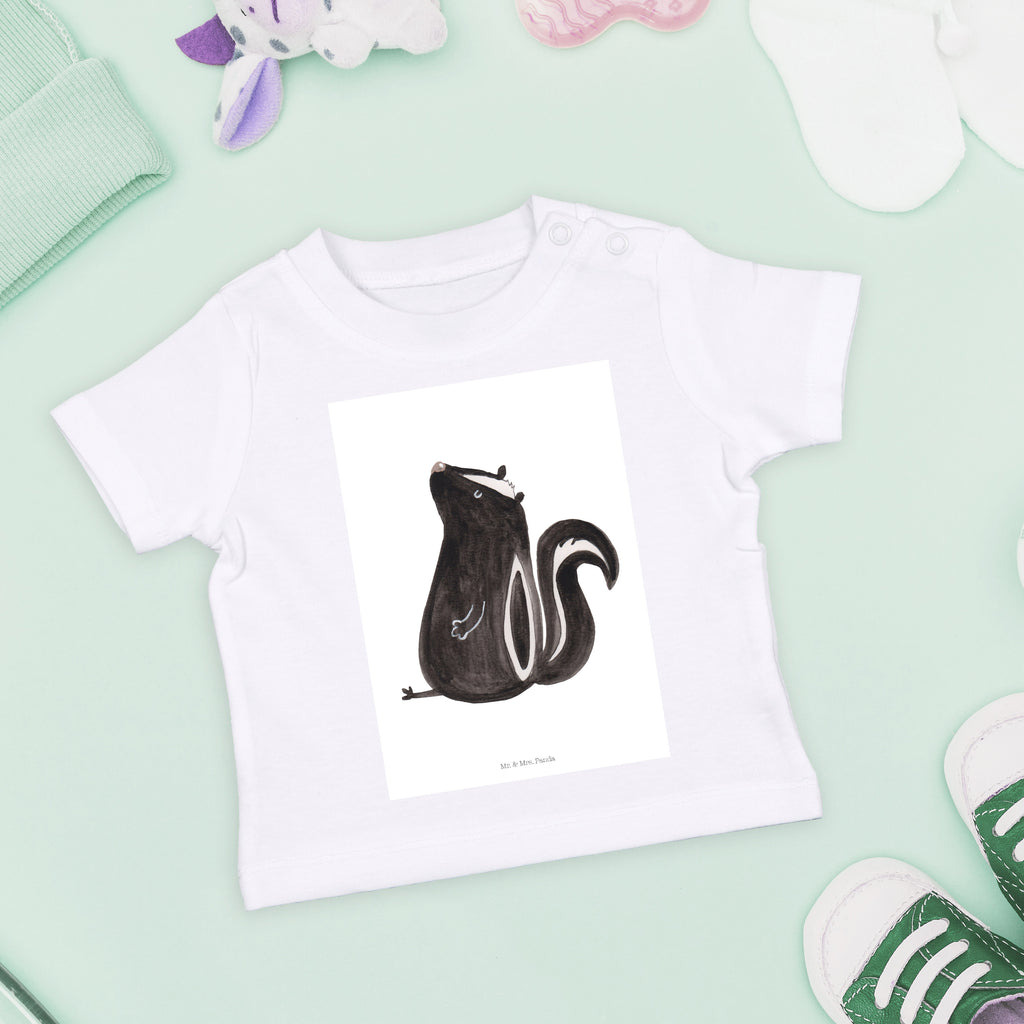 Organic Baby Shirt Stinktier sitzend Baby T-Shirt, Jungen Baby T-Shirt, Mädchen Baby T-Shirt, Shirt, Stinktier, Skunk, Wildtier, Raubtier, Stinker, Stinki, Spruch, Büro, Recht, Besserwisser