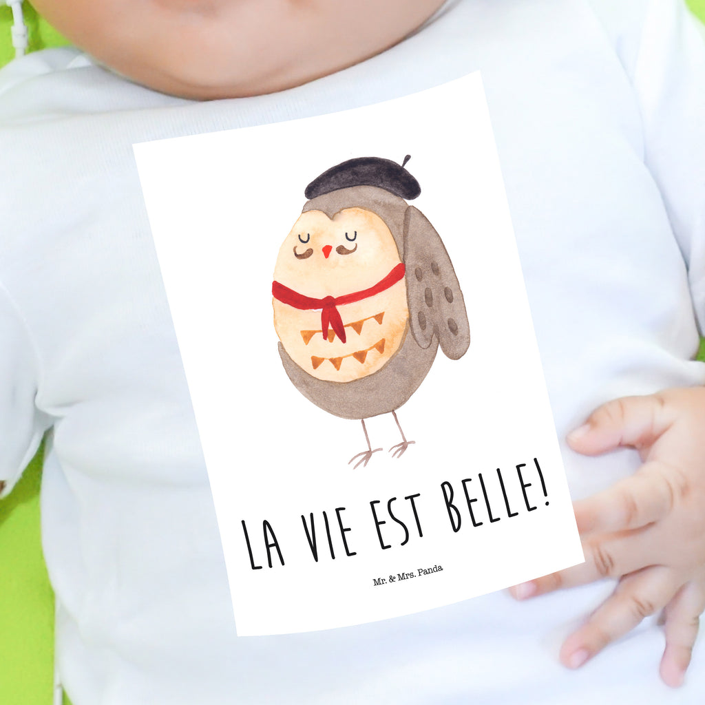 Organic Baby Shirt Eule Französisch Baby T-Shirt, Jungen Baby T-Shirt, Mädchen Baby T-Shirt, Shirt, Eule, Eulen, Eule Deko, Owl, hibou, La vie est belle, das Leben ist schön, Spruch schön, Spruch Französisch, Frankreich