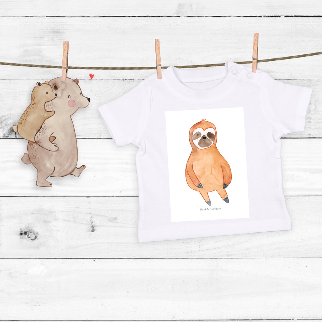 Organic Baby Shirt Faultier Zufrieden Baby T-Shirt, Jungen Baby T-Shirt, Mädchen Baby T-Shirt, Shirt, Faultier, Faultier Geschenk, Faultier Deko, Faultiere, faul, Lieblingstier, Pause, relaxen, Glück, glücklich, zufrieden, happy, Zufriedenheit, Gelassenheit, Ruhe, Frieden
