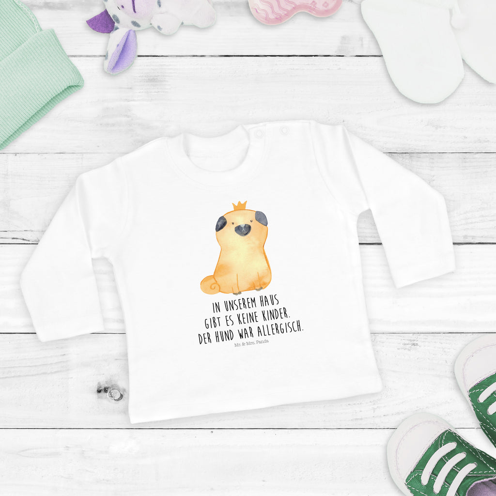 6-12 Monate Baby Longsleeve Mops Krone Mädchen, Jungen, Baby, Longsleeve, Langarm, Bio, Kleidung, uni, Langarmshirt, Hund, Hundemotiv, Haustier, Hunderasse, Tierliebhaber, Hundebesitzer, Sprüche, Mops, allergisch, kinderlos, Hausregel, Hundebesitzer. Spruch, lustig