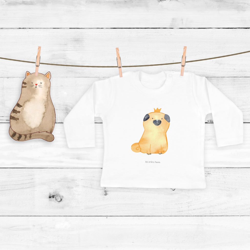 6-12 Monate Baby Longsleeve Mops Krone Mädchen, Jungen, Baby, Longsleeve, Langarm, Bio, Kleidung, uni, Langarmshirt, Hund, Hundemotiv, Haustier, Hunderasse, Tierliebhaber, Hundebesitzer, Sprüche, Mops, allergisch, kinderlos, Hausregel, Hundebesitzer. Spruch, lustig