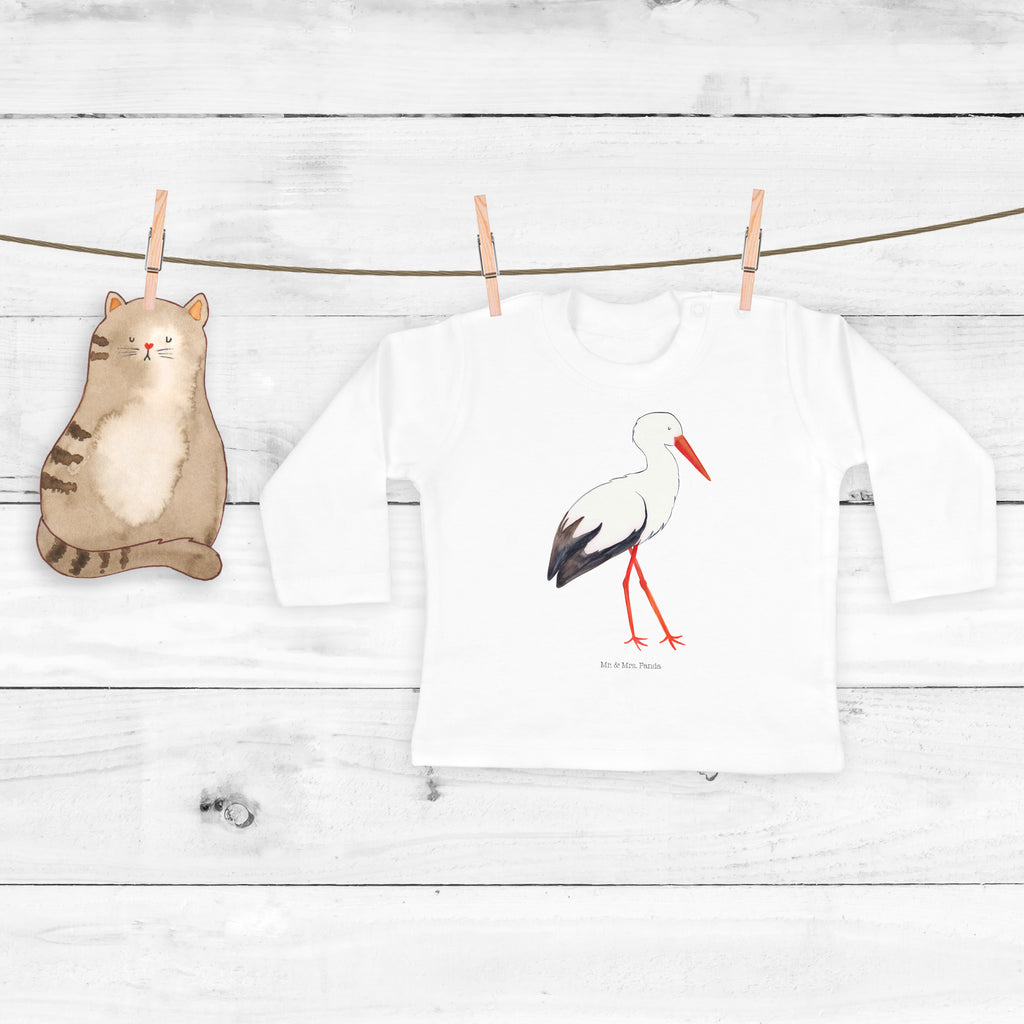 12-18 Monate Baby Longsleeve Storch Mädchen, Jungen, Baby, Langarm, Bio, Kleidung, Tiermotive, Gute Laune, lustige Sprüche, Tiere, Storch, Störche, Schwangerschaft, Geburt, Mutter, Mütter, Mutter werden, Schwanger, Babybauch