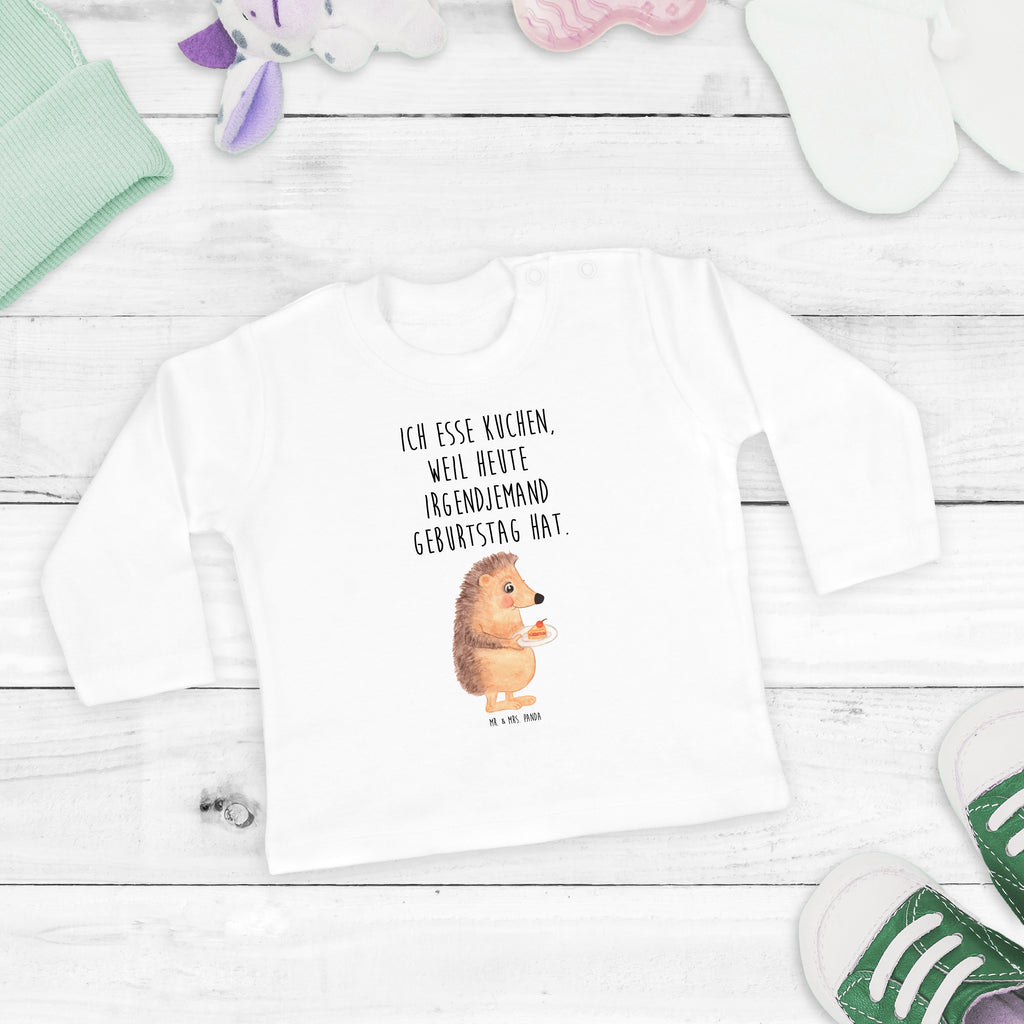 3-6 Monate Baby Longsleeve Igel mit Kuchenstück Mädchen, Jungen, Baby, Langarm, Bio, Kleidung, Tiermotive, Gute Laune, lustige Sprüche, Tiere, Igel, Essen Spruch, Kuchen, Backen Geschenk, Kuchen backen, Einladung Party, Geburtstagskuchen, Torte