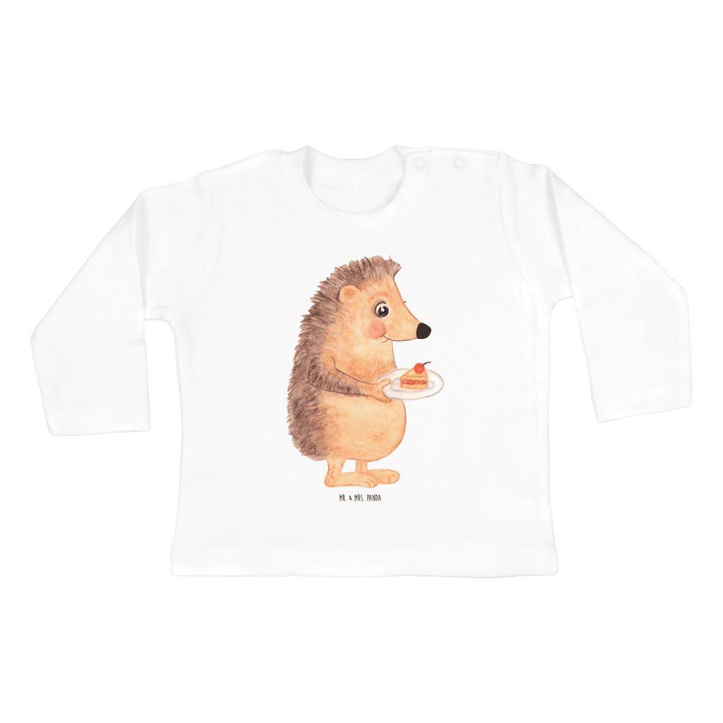 3-6 Monate Baby Longsleeve Igel mit Kuchenstück Mädchen, Jungen, Baby, Langarm, Bio, Kleidung, Tiermotive, Gute Laune, lustige Sprüche, Tiere, Igel, Essen Spruch, Kuchen, Backen Geschenk, Kuchen backen, Einladung Party, Geburtstagskuchen, Torte