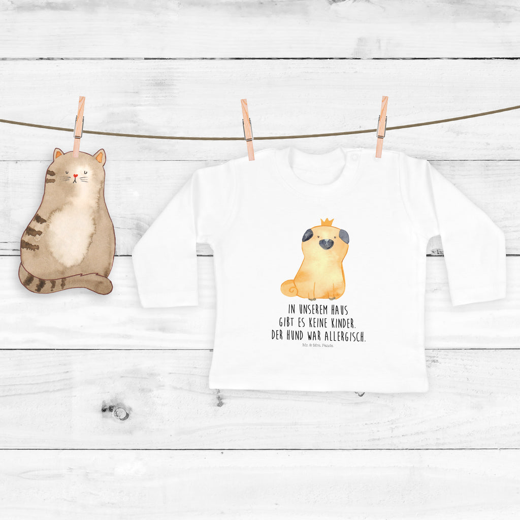 6-12 Monate Baby Longsleeve Mops Krone Mädchen, Jungen, Baby, Longsleeve, Langarm, Bio, Kleidung, uni, Langarmshirt, Hund, Hundemotiv, Haustier, Hunderasse, Tierliebhaber, Hundebesitzer, Sprüche, Mops, allergisch, kinderlos, Hausregel, Hundebesitzer. Spruch, lustig