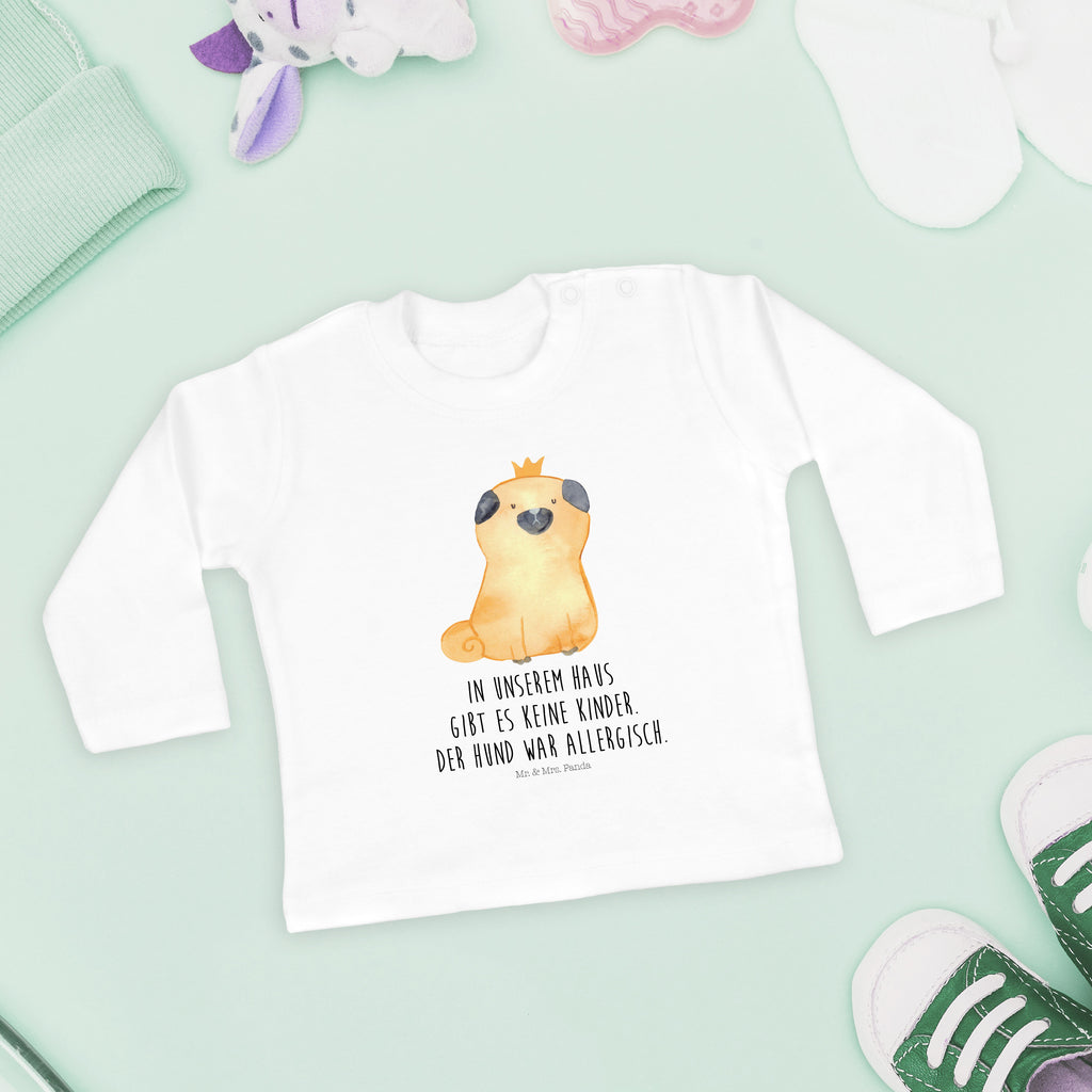 6-12 Monate Baby Longsleeve Mops Krone Mädchen, Jungen, Baby, Longsleeve, Langarm, Bio, Kleidung, uni, Langarmshirt, Hund, Hundemotiv, Haustier, Hunderasse, Tierliebhaber, Hundebesitzer, Sprüche, Mops, allergisch, kinderlos, Hausregel, Hundebesitzer. Spruch, lustig