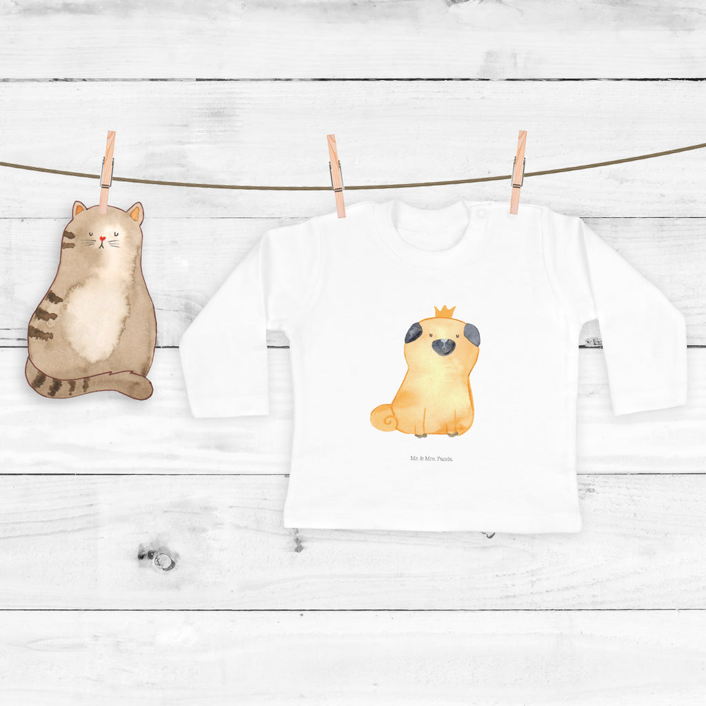 6-12 Monate Baby Longsleeve Mops Krone Mädchen, Jungen, Baby, Longsleeve, Langarm, Bio, Kleidung, uni, Langarmshirt, Hund, Hundemotiv, Haustier, Hunderasse, Tierliebhaber, Hundebesitzer, Sprüche, Mops, allergisch, kinderlos, Hausregel, Hundebesitzer. Spruch, lustig