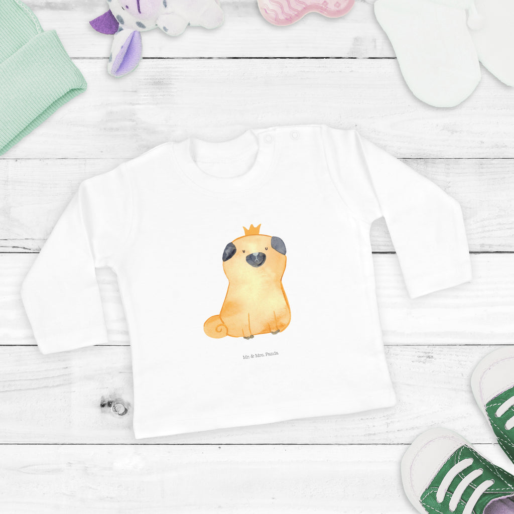 6-12 Monate Baby Longsleeve Mops Krone Mädchen, Jungen, Baby, Longsleeve, Langarm, Bio, Kleidung, uni, Langarmshirt, Hund, Hundemotiv, Haustier, Hunderasse, Tierliebhaber, Hundebesitzer, Sprüche, Mops, allergisch, kinderlos, Hausregel, Hundebesitzer. Spruch, lustig