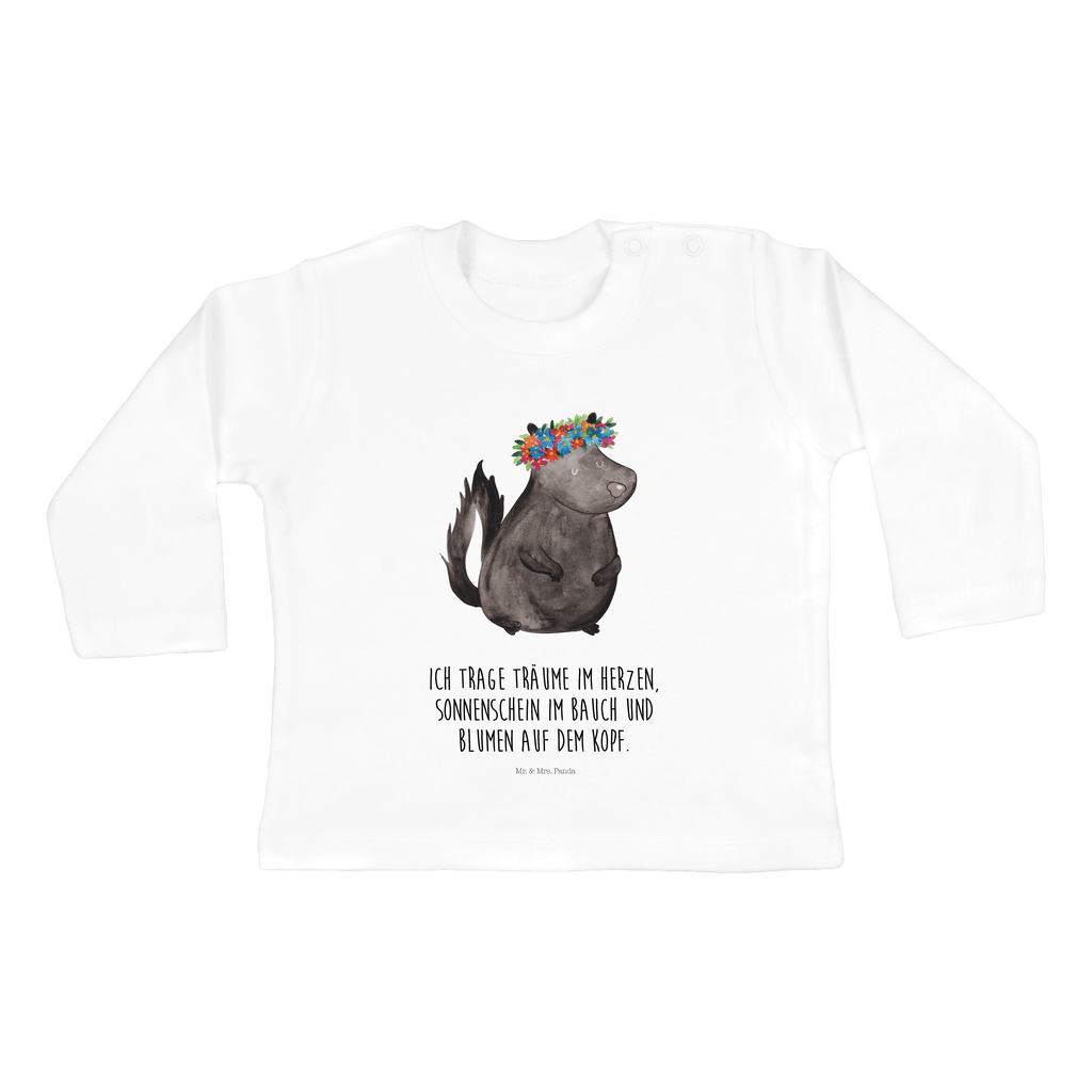 6-12 Monate Baby Longsleeve Stinktier Blumenmaedchen Mädchen, Jungen, Baby, Longsleeve, Langarm, Bio, Kleidung, uni, Langarmshirt, Stinktier, Skunk, Wildtier, Raubtier, Stinker, Stinki, Yoga, Namaste, Lebe, Liebe, Lache