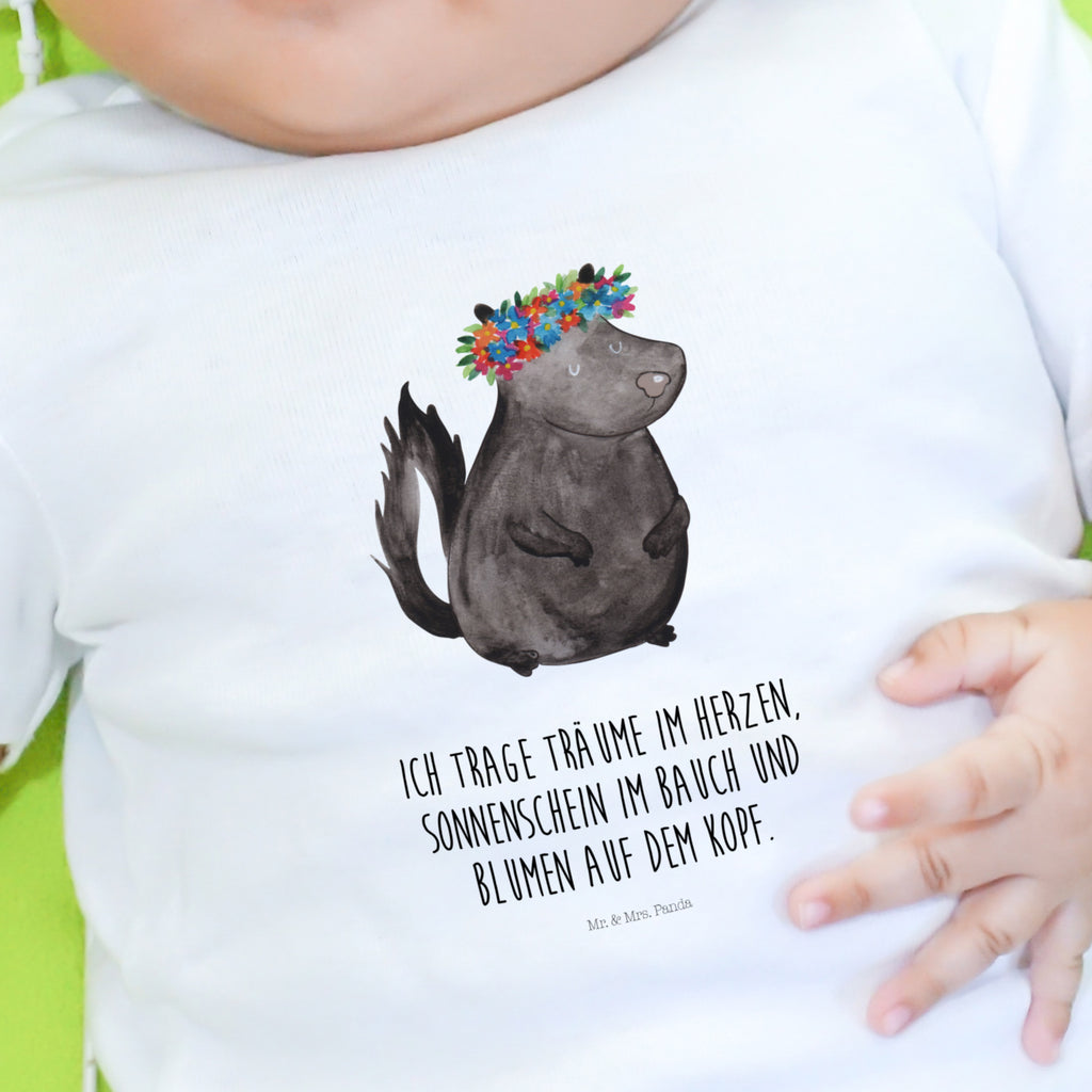 6-12 Monate Baby Longsleeve Stinktier Blumenmaedchen Mädchen, Jungen, Baby, Longsleeve, Langarm, Bio, Kleidung, uni, Langarmshirt, Stinktier, Skunk, Wildtier, Raubtier, Stinker, Stinki, Yoga, Namaste, Lebe, Liebe, Lache