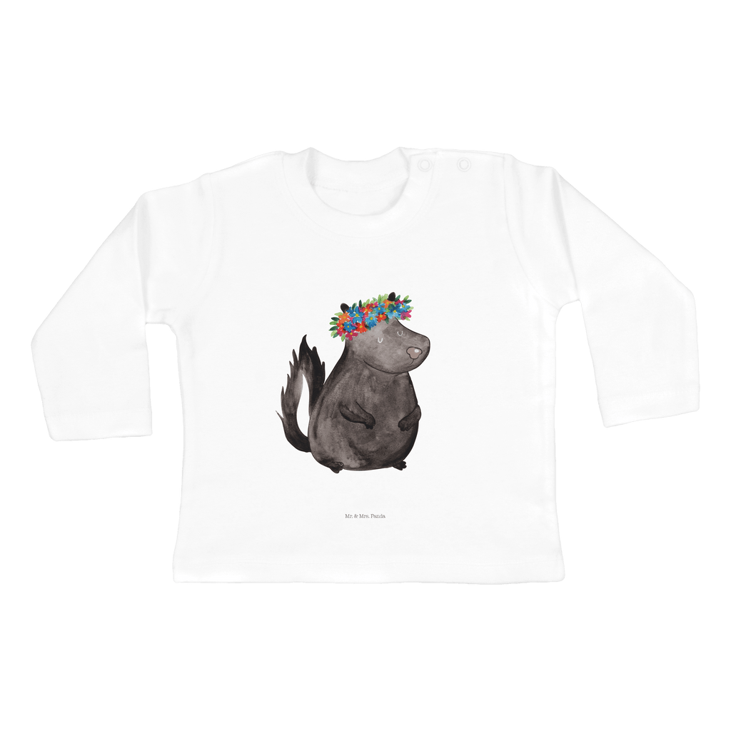 6-12 Monate Baby Longsleeve Stinktier Blumenmaedchen Mädchen, Jungen, Baby, Longsleeve, Langarm, Bio, Kleidung, uni, Langarmshirt, Stinktier, Skunk, Wildtier, Raubtier, Stinker, Stinki, Yoga, Namaste, Lebe, Liebe, Lache