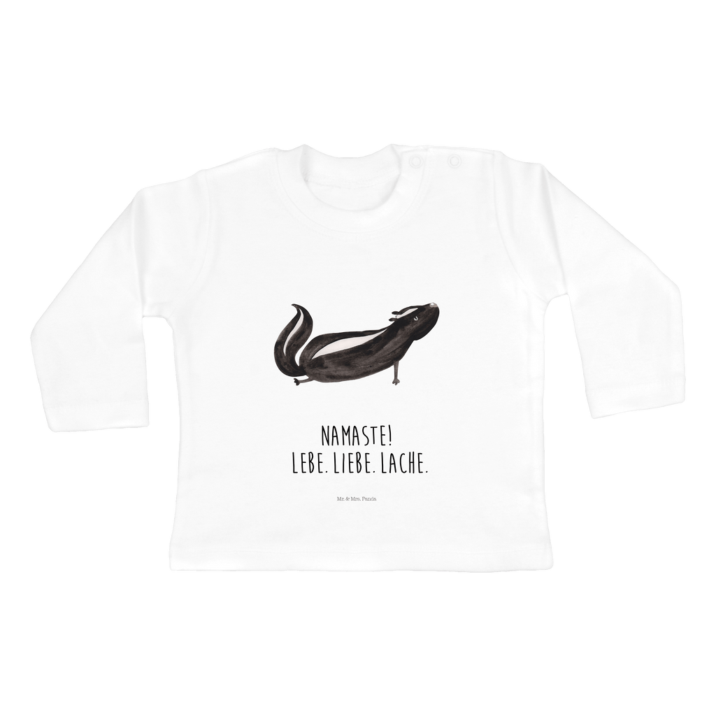 3-6 Monate Baby Longsleeve Stinktier Yoga Mädchen, Jungen, Baby, Langarm, Bio, Kleidung, Stinktier, Skunk, Wildtier, Raubtier, Stinker, Stinki, Yoga, Namaste, Lebe, Liebe, Lache