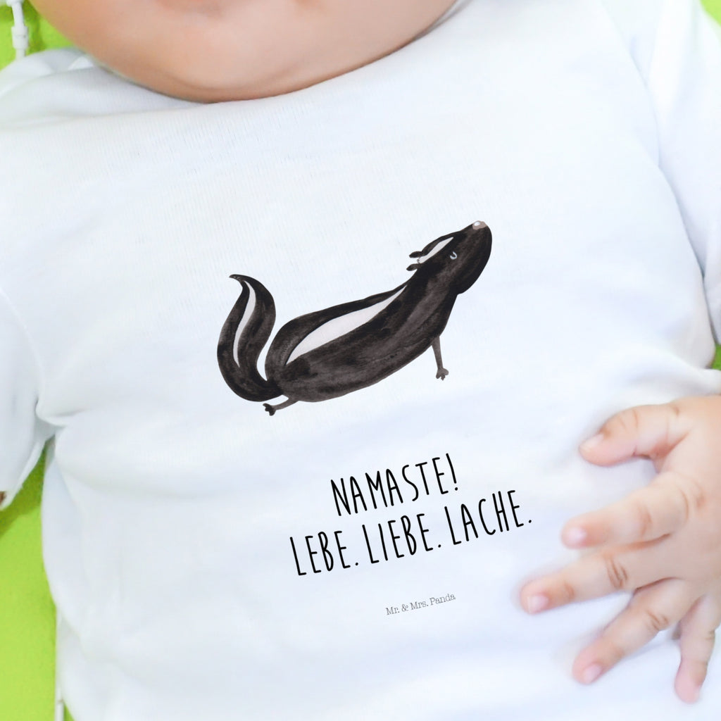 3-6 Monate Baby Longsleeve Stinktier Yoga Mädchen, Jungen, Baby, Langarm, Bio, Kleidung, Stinktier, Skunk, Wildtier, Raubtier, Stinker, Stinki, Yoga, Namaste, Lebe, Liebe, Lache