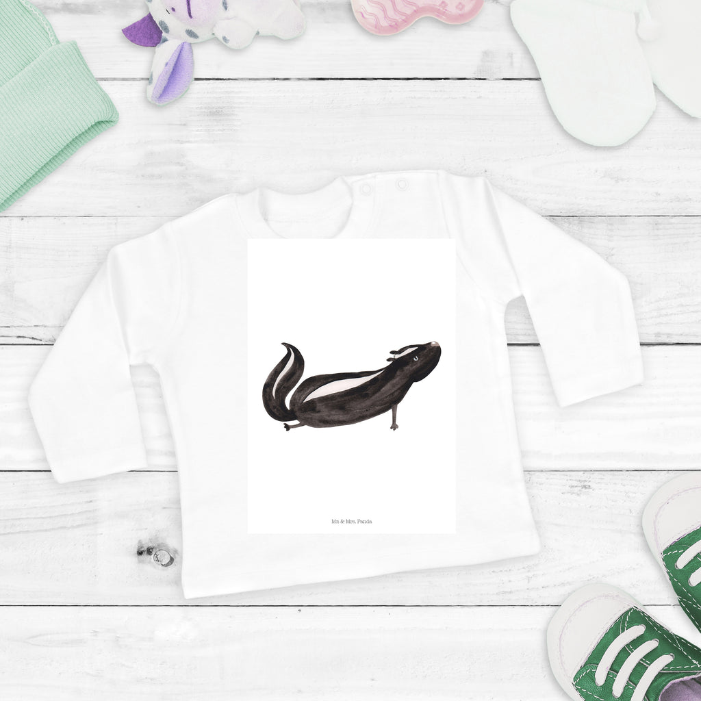 3-6 Monate Baby Longsleeve Stinktier Yoga Mädchen, Jungen, Baby, Langarm, Bio, Kleidung, Stinktier, Skunk, Wildtier, Raubtier, Stinker, Stinki, Yoga, Namaste, Lebe, Liebe, Lache