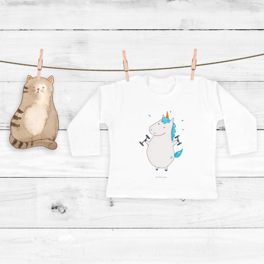 3-6 Monate Baby Longsleeve Einhorn Fitness Mädchen, Jungen, Baby, Langarm, Bio, Kleidung, Einhorn, Einhörner, Einhorn Deko, Pegasus, Unicorn, Gym, Fitness, Fitnessstudio, Diät, Abnehmen, Sport, Pumpen, Geräte, Sixpack