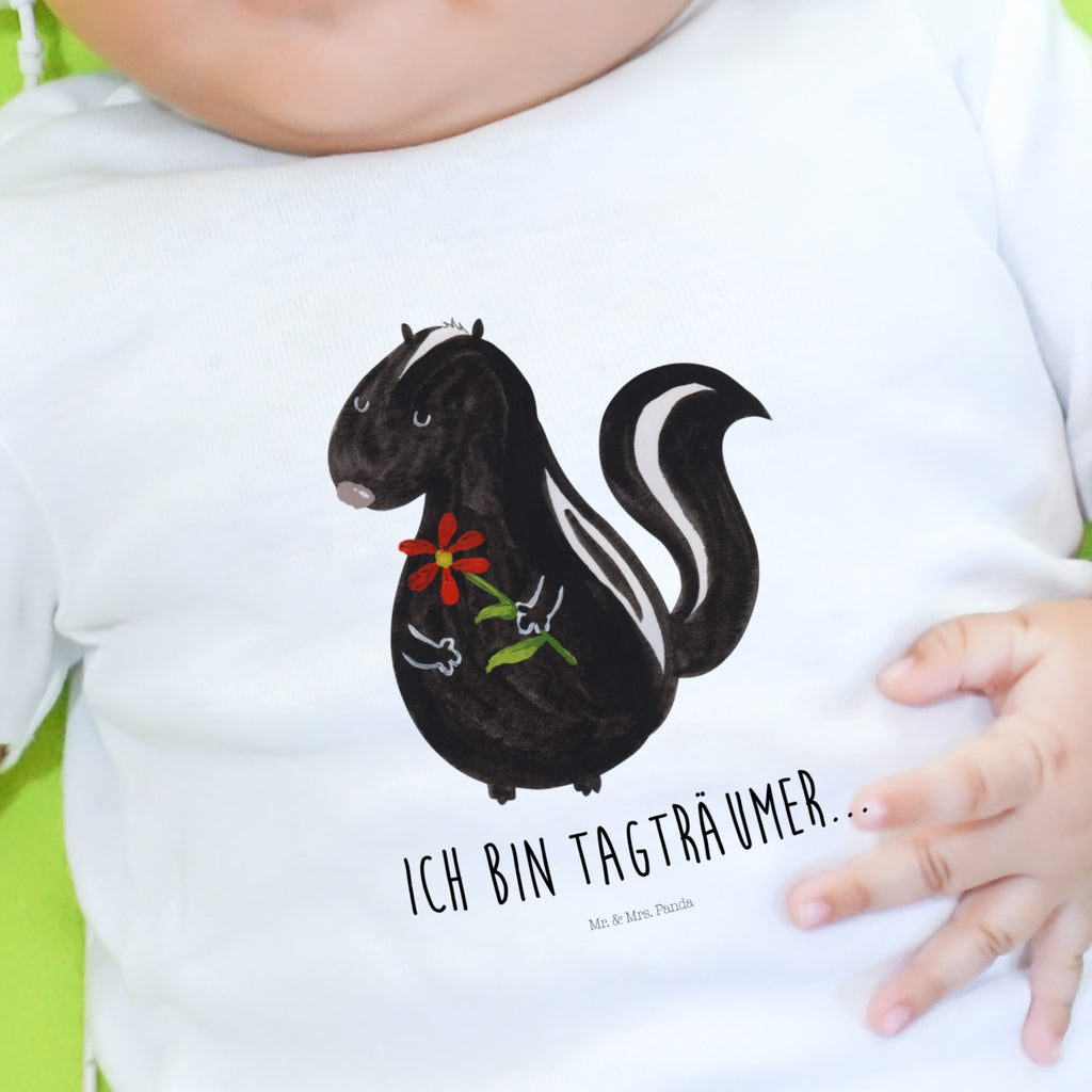 6-12 Monate Baby Longsleeve Stinktier Blume Mädchen, Jungen, Baby, Longsleeve, Langarm, Bio, Kleidung, uni, Langarmshirt, Stinktier, Skunk, Wildtier, Raubtier, Stinker, Stinki, Tagträumer, verträumt, Dreams, Träume