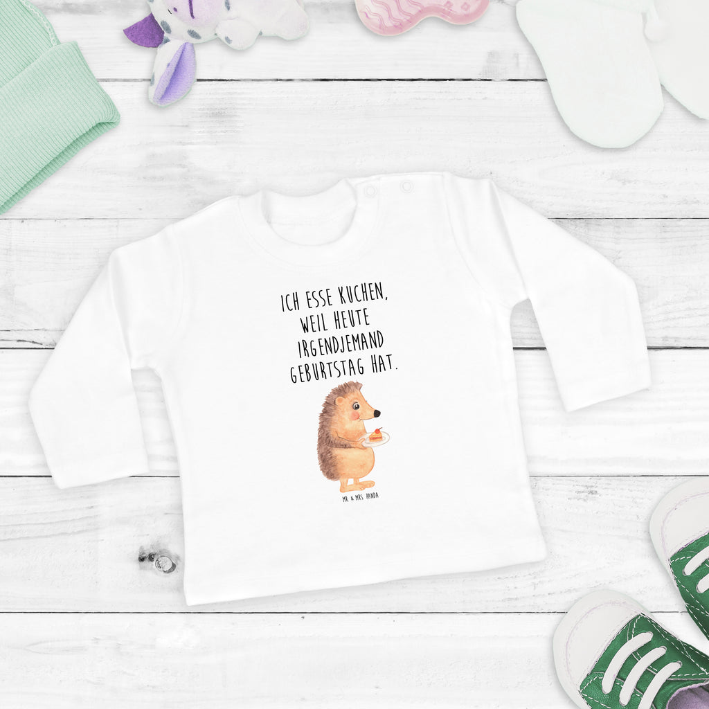 12-18 Monate Baby Longsleeve Igel mit Kuchenstück Mädchen, Jungen, Baby, Langarm, Bio, Kleidung, Tiermotive, Gute Laune, lustige Sprüche, Tiere, Igel, Essen Spruch, Kuchen, Backen Geschenk, Kuchen backen, Einladung Party, Geburtstagskuchen, Torte