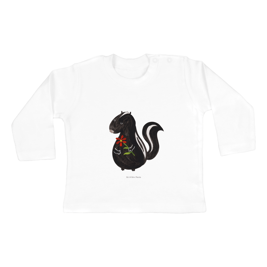 6-12 Monate Baby Longsleeve Stinktier Blume Mädchen, Jungen, Baby, Longsleeve, Langarm, Bio, Kleidung, uni, Langarmshirt, Stinktier, Skunk, Wildtier, Raubtier, Stinker, Stinki, Tagträumer, verträumt, Dreams, Träume