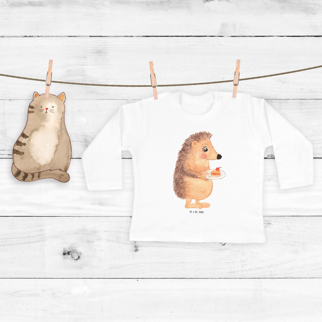 12-18 Monate Baby Longsleeve Igel mit Kuchenstück Mädchen, Jungen, Baby, Langarm, Bio, Kleidung, Tiermotive, Gute Laune, lustige Sprüche, Tiere, Igel, Essen Spruch, Kuchen, Backen Geschenk, Kuchen backen, Einladung Party, Geburtstagskuchen, Torte