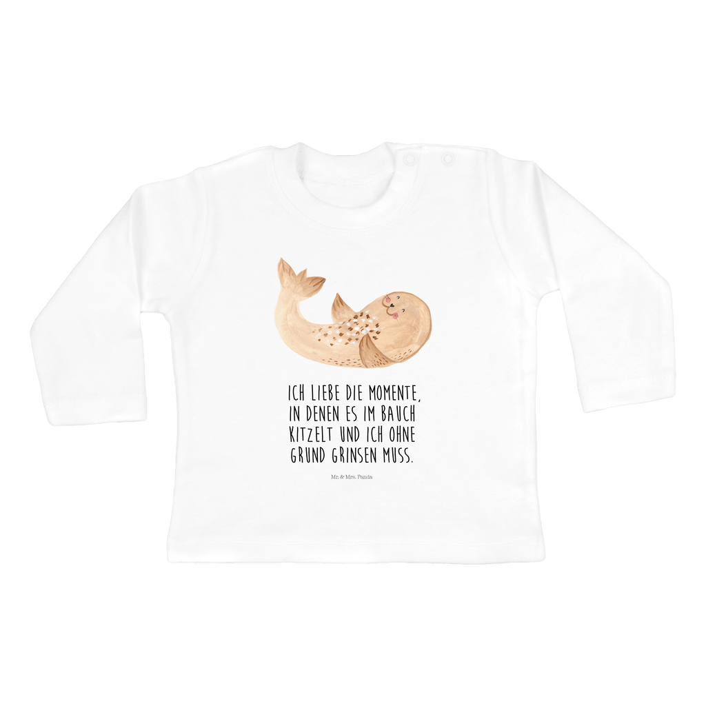 6-12 Monate Baby Longsleeve Robbe liegend Mädchen, Jungen, Baby, Longsleeve, Langarm, Bio, Kleidung, uni, Langarmshirt, Tiermotive, Gute Laune, lustige Sprüche, Tiere, Robbe, Robben, Seehund, Strand, Meerestier, Ostsee, Nordsee, Lachen, Freude