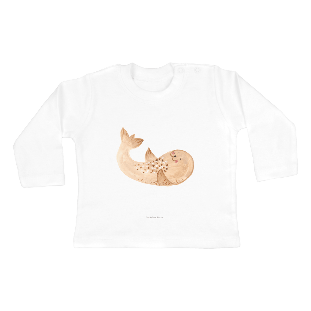 6-12 Monate Baby Longsleeve Robbe liegend Mädchen, Jungen, Baby, Longsleeve, Langarm, Bio, Kleidung, uni, Langarmshirt, Tiermotive, Gute Laune, lustige Sprüche, Tiere, Robbe, Robben, Seehund, Strand, Meerestier, Ostsee, Nordsee, Lachen, Freude