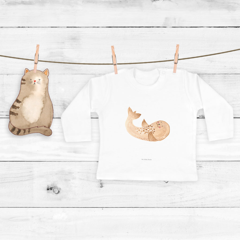 6-12 Monate Baby Longsleeve Robbe liegend Mädchen, Jungen, Baby, Longsleeve, Langarm, Bio, Kleidung, uni, Langarmshirt, Tiermotive, Gute Laune, lustige Sprüche, Tiere, Robbe, Robben, Seehund, Strand, Meerestier, Ostsee, Nordsee, Lachen, Freude