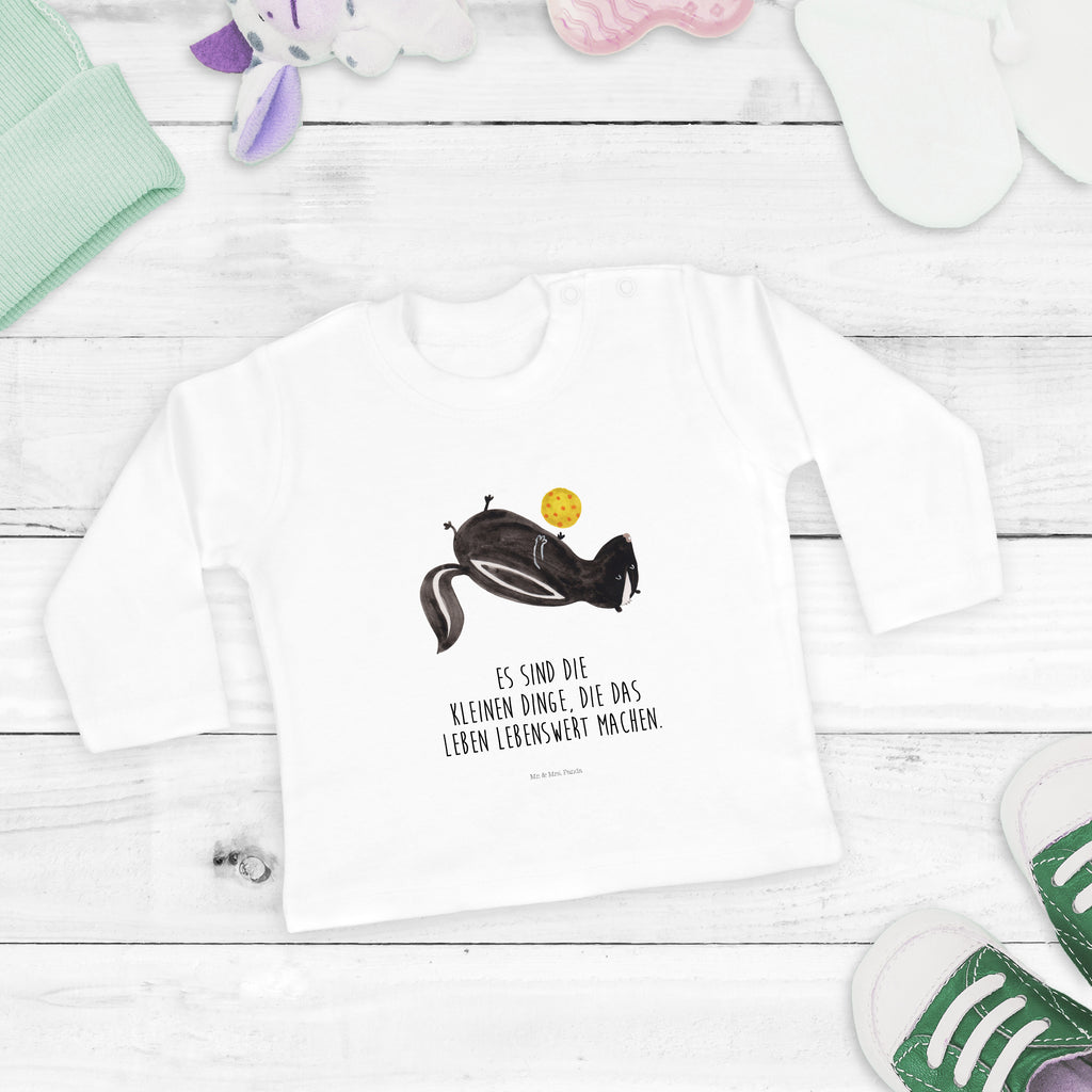 12-18 Monate Baby Longsleeve Stinktier Ball Mädchen, Jungen, Baby, Langarm, Bio, Kleidung, Stinktier, Skunk, Wildtier, Raubtier, Stinker, Stinki, verspielt, Weisheit