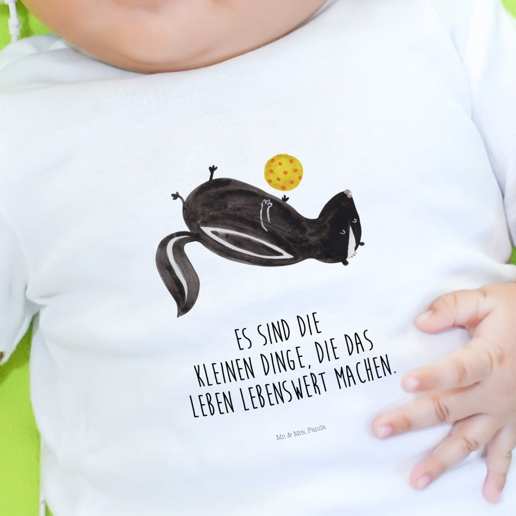 12-18 Monate Baby Longsleeve Stinktier Ball Mädchen, Jungen, Baby, Langarm, Bio, Kleidung, Stinktier, Skunk, Wildtier, Raubtier, Stinker, Stinki, verspielt, Weisheit