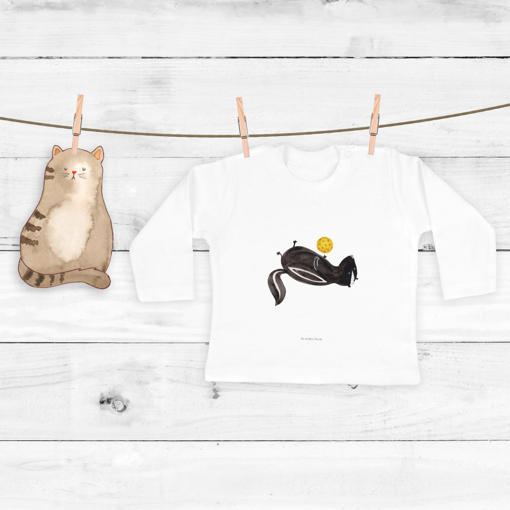 12-18 Monate Baby Longsleeve Stinktier Ball Mädchen, Jungen, Baby, Langarm, Bio, Kleidung, Stinktier, Skunk, Wildtier, Raubtier, Stinker, Stinki, verspielt, Weisheit