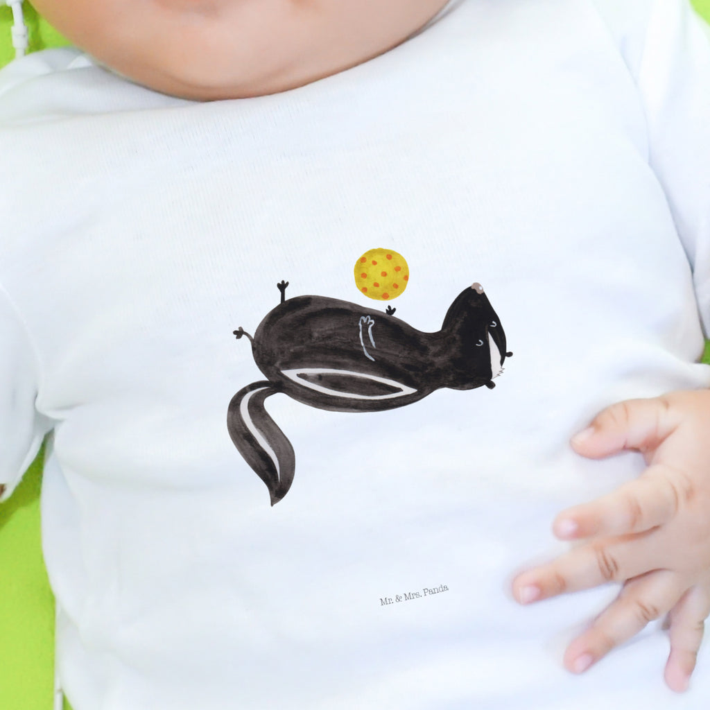 12-18 Monate Baby Longsleeve Stinktier Ball Mädchen, Jungen, Baby, Langarm, Bio, Kleidung, Stinktier, Skunk, Wildtier, Raubtier, Stinker, Stinki, verspielt, Weisheit