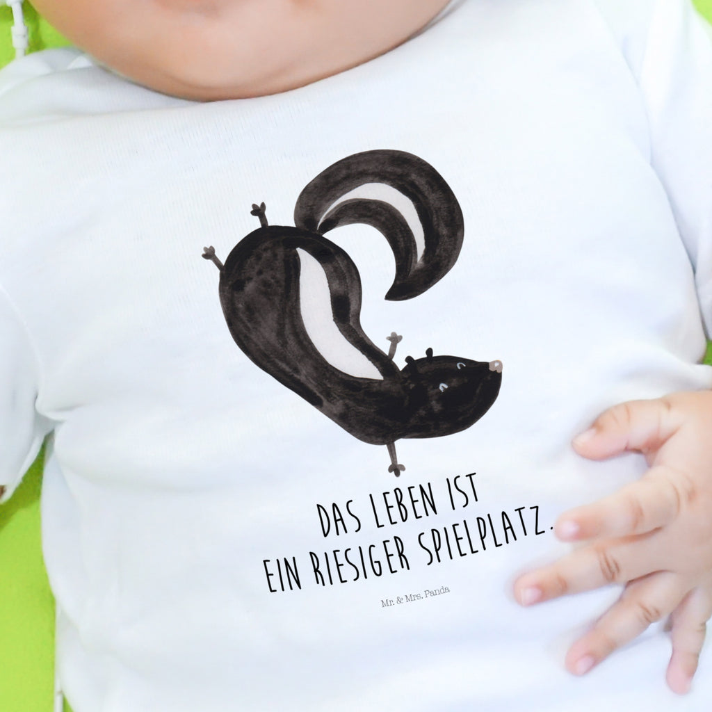 12-18 Monate Baby Longsleeve Stinktier Handstand Mädchen, Jungen, Baby, Langarm, Bio, Kleidung, Stinktier, Skunk, Wildtier, Raubtier, Stinker, Stinki, Spielplatz, verpielt, Kind