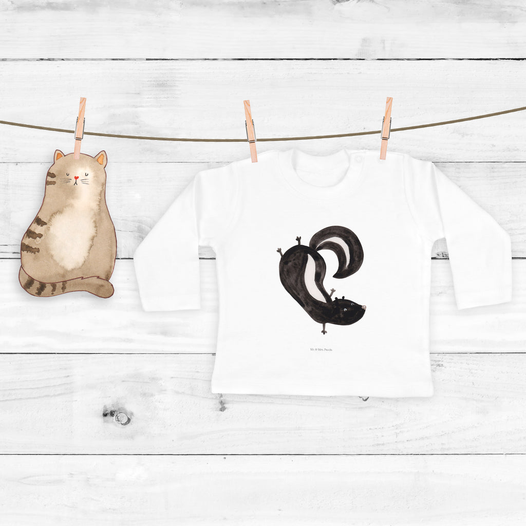 12-18 Monate Baby Longsleeve Stinktier Handstand Mädchen, Jungen, Baby, Langarm, Bio, Kleidung, Stinktier, Skunk, Wildtier, Raubtier, Stinker, Stinki, Spielplatz, verpielt, Kind